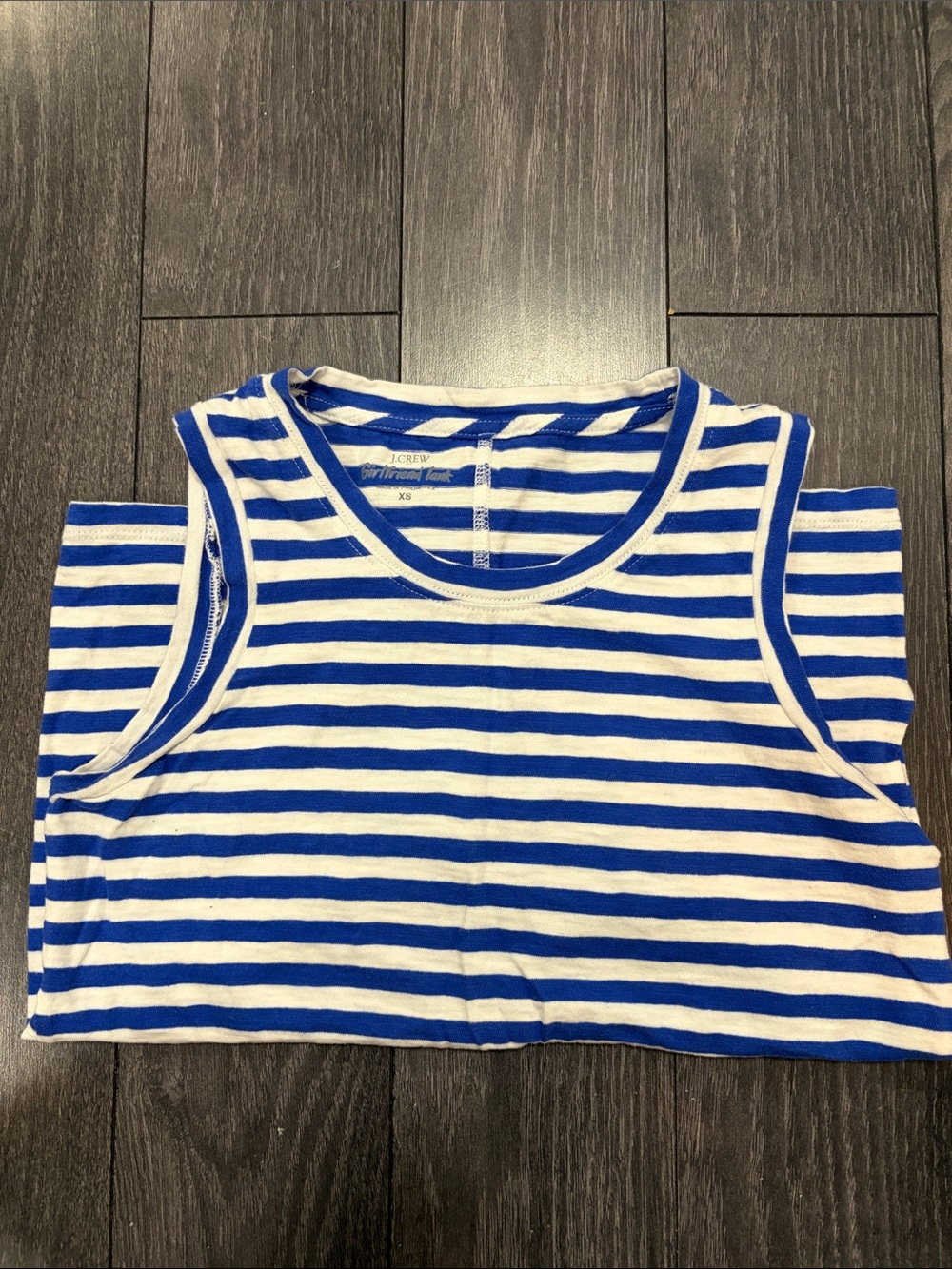 J. Crew Blue and White Striped Cotton Tank